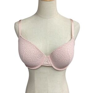 Auden Women's Cotton Lace Lightly Lined Demi T-Shirt Underwire Bra Size 38C Pink